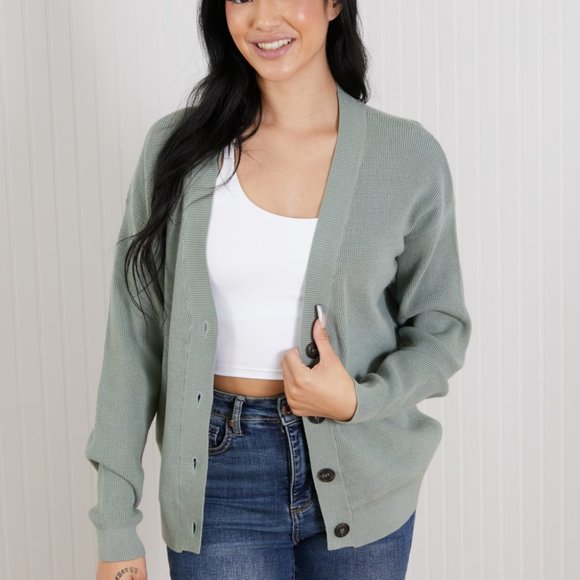 Zenana Button Down Lightweight Crochet Cardigan Sweater